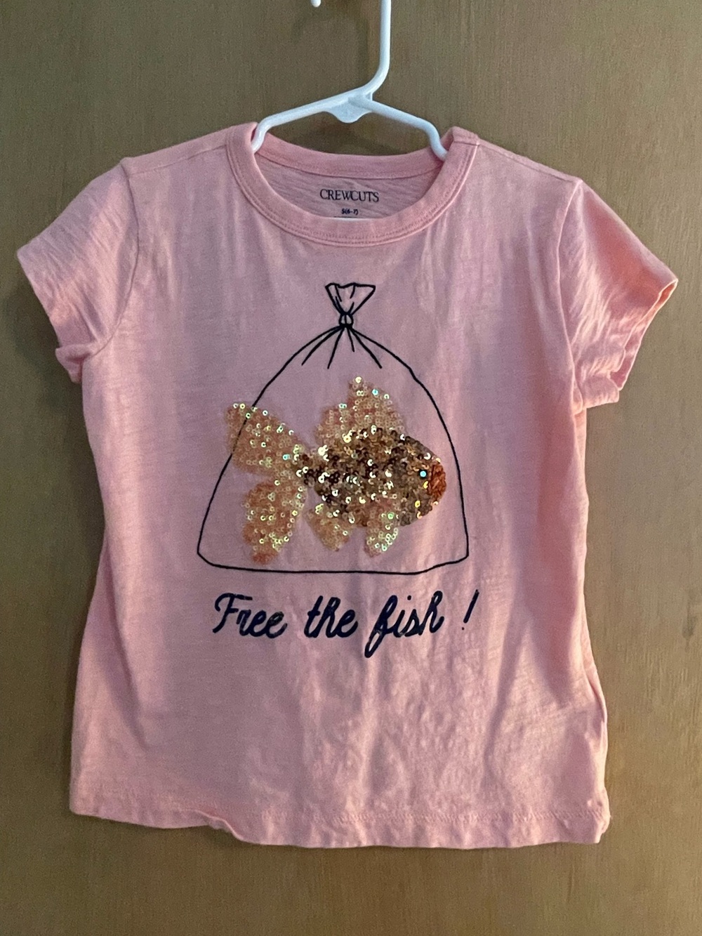 J Crew Girls Sequin Goldfish Graphic T-Shirt - Size Small (S) 6-7 - Like New
